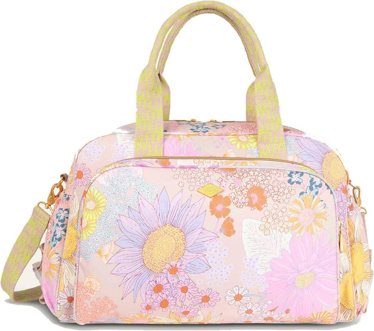Babyverzorgingstas - Luiertas Verzorgingstas - Baby verzorgen onderweg - Inclusief aankleedkussen - 42 x 28 x 18 cm - Beige/Kleurrijk
