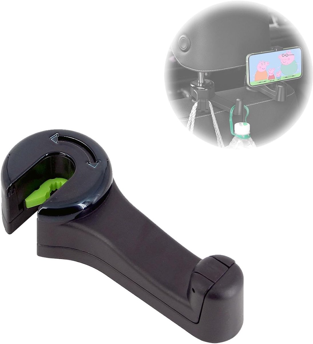 Auto assecoires - Zwart - 1 Stuk - ABS Hoofdsteunhouder met 360° Telefoonhouder - Voor Auto Achterbank