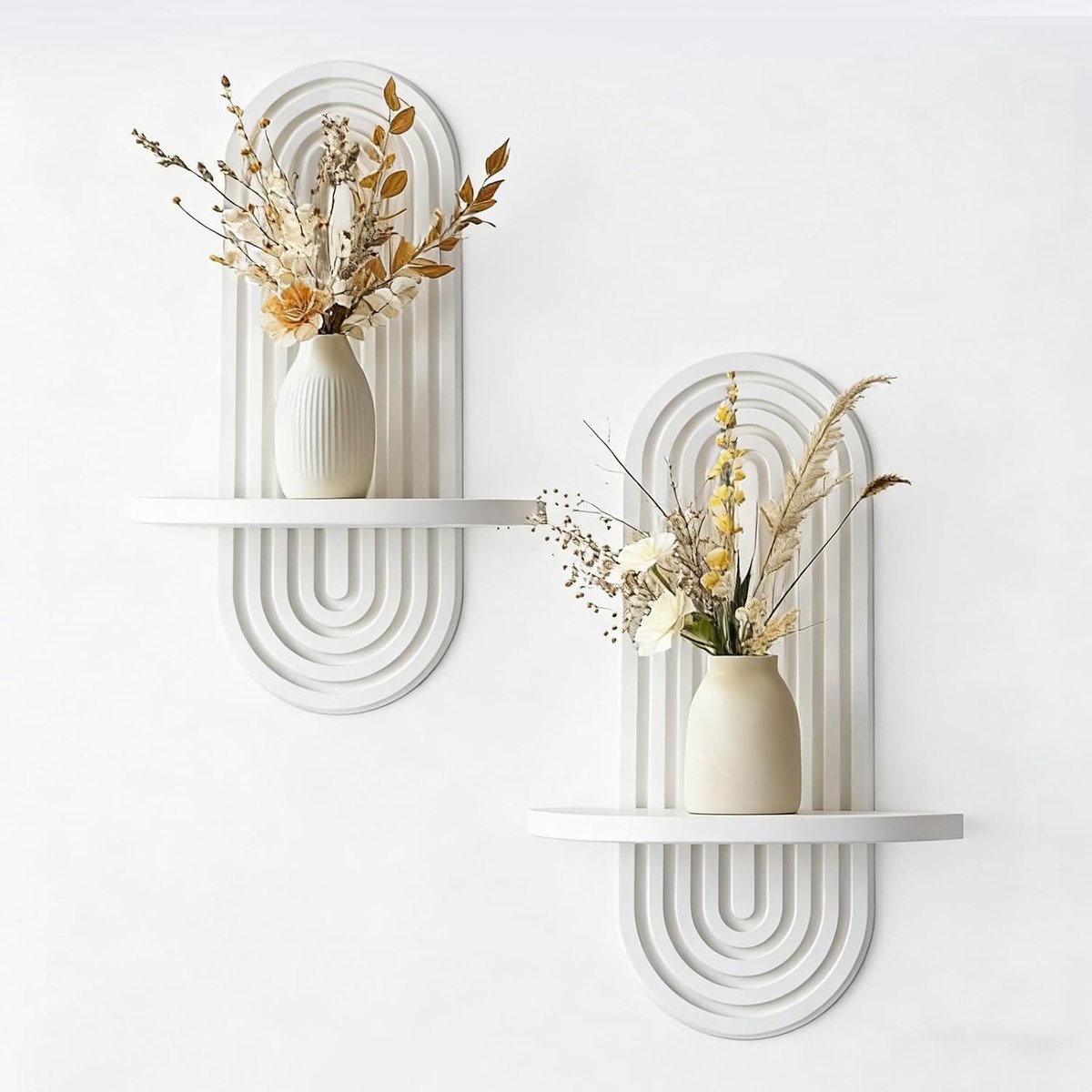Houten Wandplanken voor Decoratie - Elliptische Planken in Wit voor Thuis en Kantoor