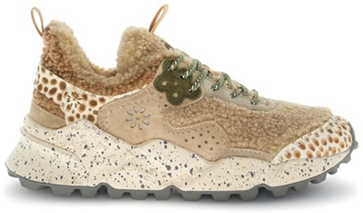Flower Mountain dames sneakers beige teddy, suède