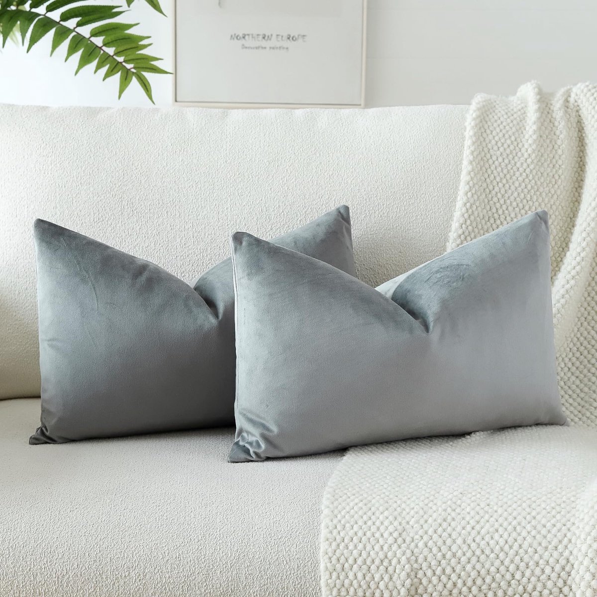 Samt Kussenhoezen 2er Set 30x50 cm in Silvergelb voor Sofa en Slaapkamer