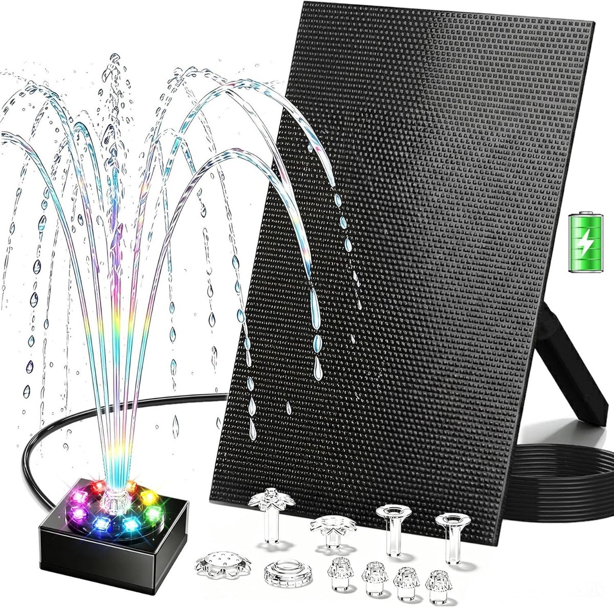 Binnenfontein - Zonne-energie - Led-fontein met 10 W Zonnepaneel - Buitenwaterdecoratie