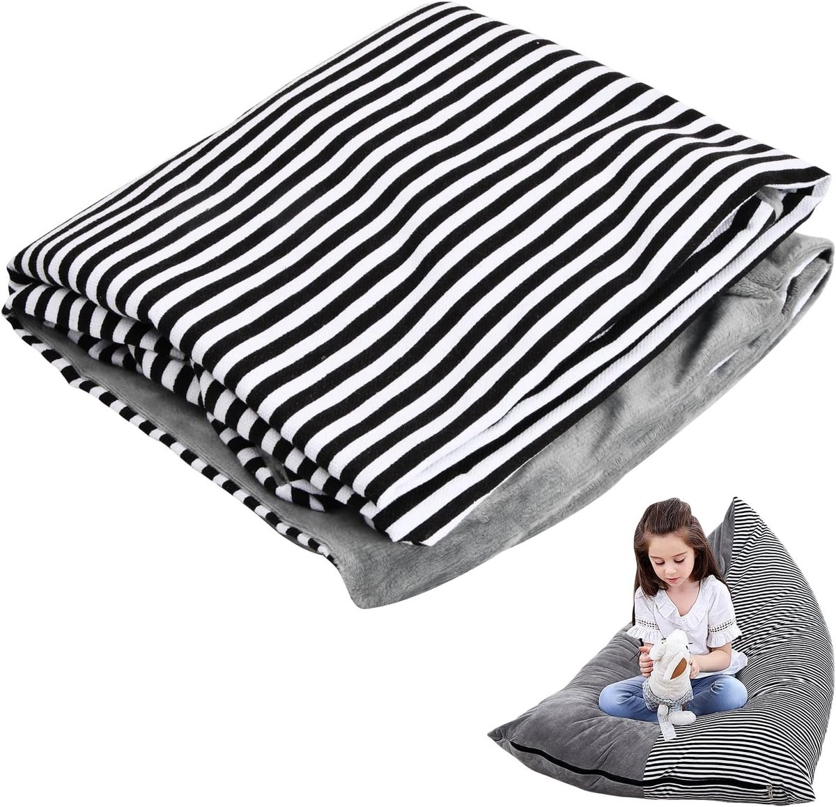 Beanbag large - A - 127 x 76,2 x 88,9 cm - Canvas en pluche hoes - Voor kinderen en volwassenen