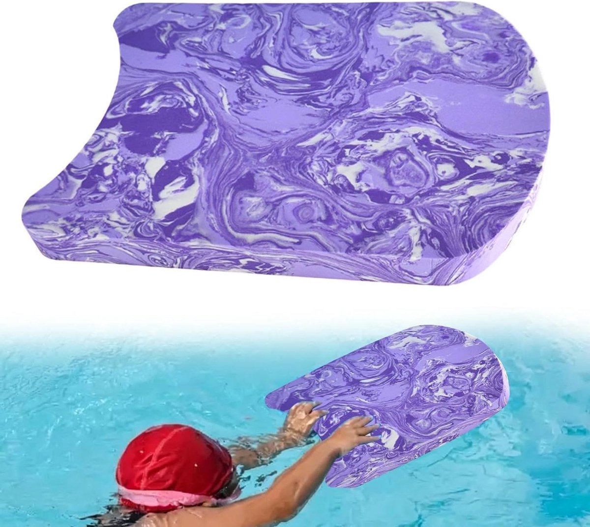 Zwemplank Kickboard - Zwemhulp Beginners - Zwemtechniek Verbeteren - Antislip Oppervlak - 416 x 30 x 3 cm - Paars
