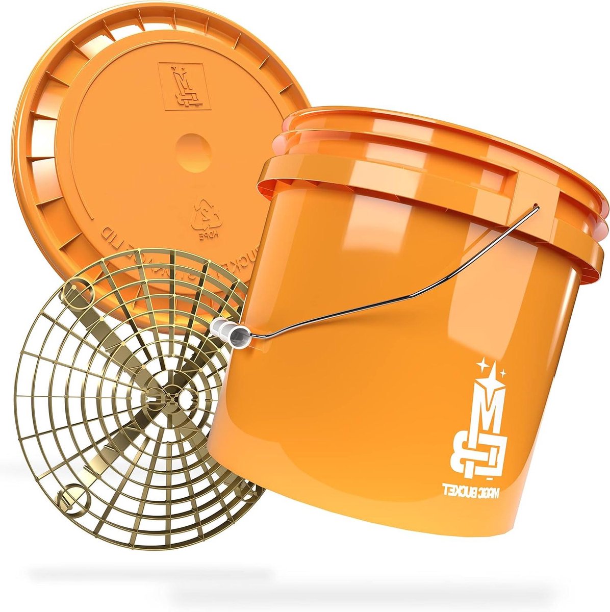 Wasemmer Set - Autowasemmer Schoonmaakemmer - Auto Wassen - Met Grit Guard Inzetstuk - 13 Liter - Oranje
