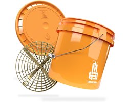 Wasemmer Set - Autowasemmer Schoonmaakemmer - Auto Wassen - Met Grit Guard Inzetstuk - 13 Liter - Oranje