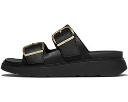 FITFLOP Buckle Two Bar Slides Slippers - Dames - Zwart - Maat 38