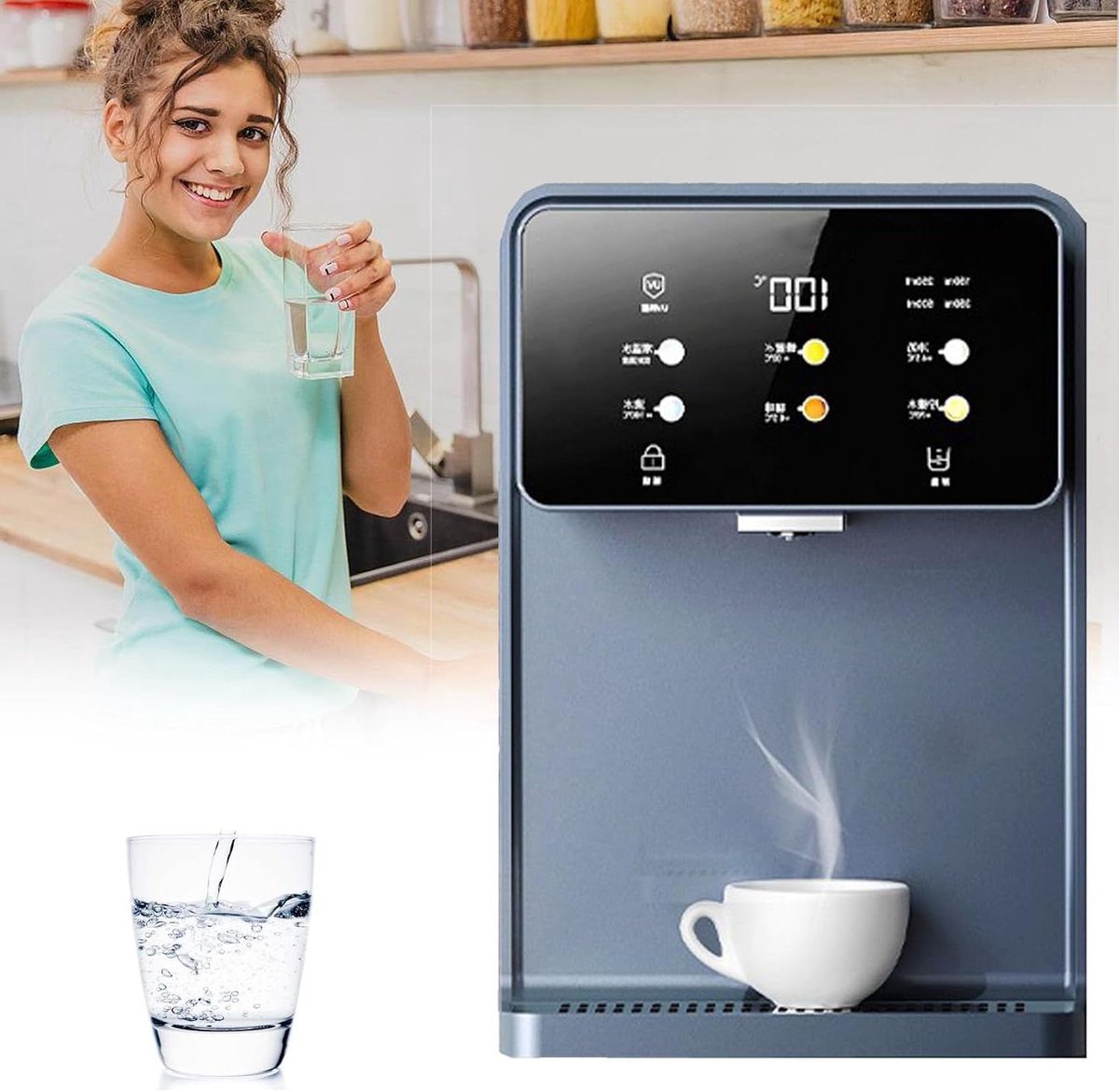 Heetwaterdispenser - Warmwaterkraan Boiler - Direct Warm Water - Wandmontage Ontwerp - 260x140x380mm - Zwart