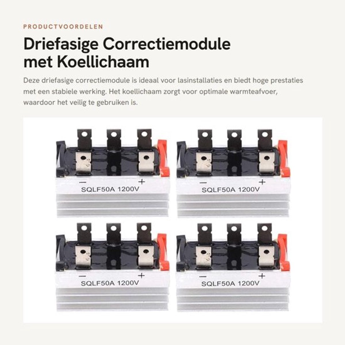 Correctiemodule 1200V - Driefasige Gelijkrichter - Koellichaam - Hoge Prestaties - Stabiele Installatie - Geschikt voor Diverse Toepassingen