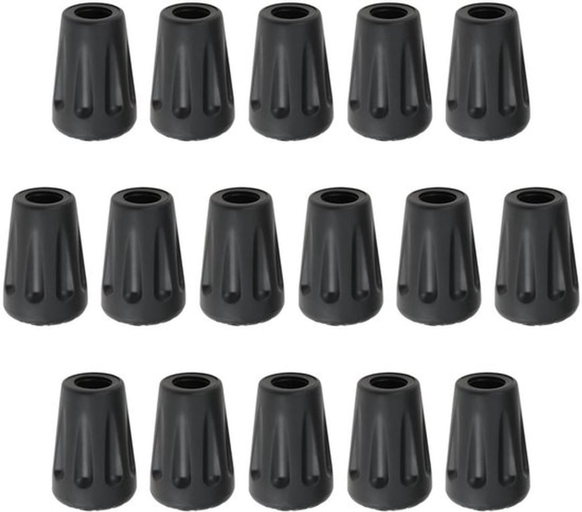 16 Stuks Rubberen Eindpunten voor Wandelstokken - Anti-slip Voetdoppen 10 mm Binnendiameter
