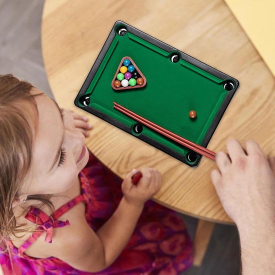 Kleine pooltafel voor kinderen - Miniatuur biljart speelgoed - Educatief spel spelen - Draagbaar compact ontwerp — afbeelding 3