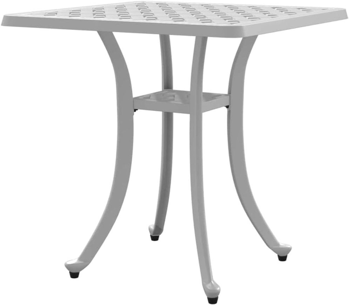 Vierkante tuintafel - Balkontafel terras - Buiten zitten - Gegoten aluminium - 53 x 53 x 53 cm - Wit