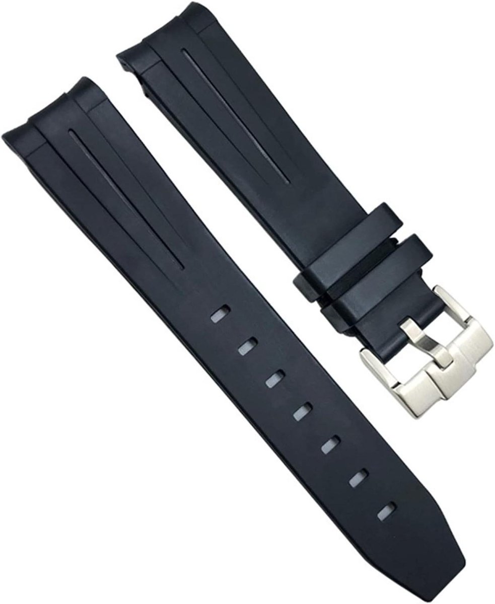 Rubberen Horlogeband - Horlogeband Rubber - Dagelijks Gebruik - Gebogen Uiteinde - 22mm - Zwart