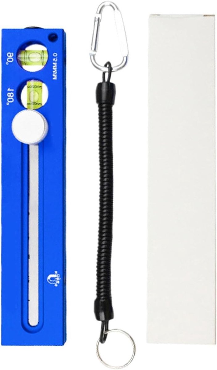 Houtbewerking Liniaal - Schuivende Markeerliniaal - Precisie Meten - Ingebouwde Waterpas - 18.5 cm - Blauw