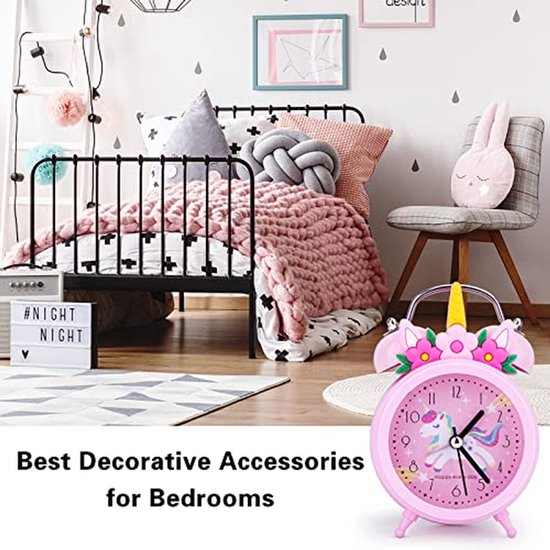 Eenhoorn wekker - Kinderwekker meisjes - Wakker worden - Geruisloos uurwerk - 125 cm hoog - Roze — afbeelding 4