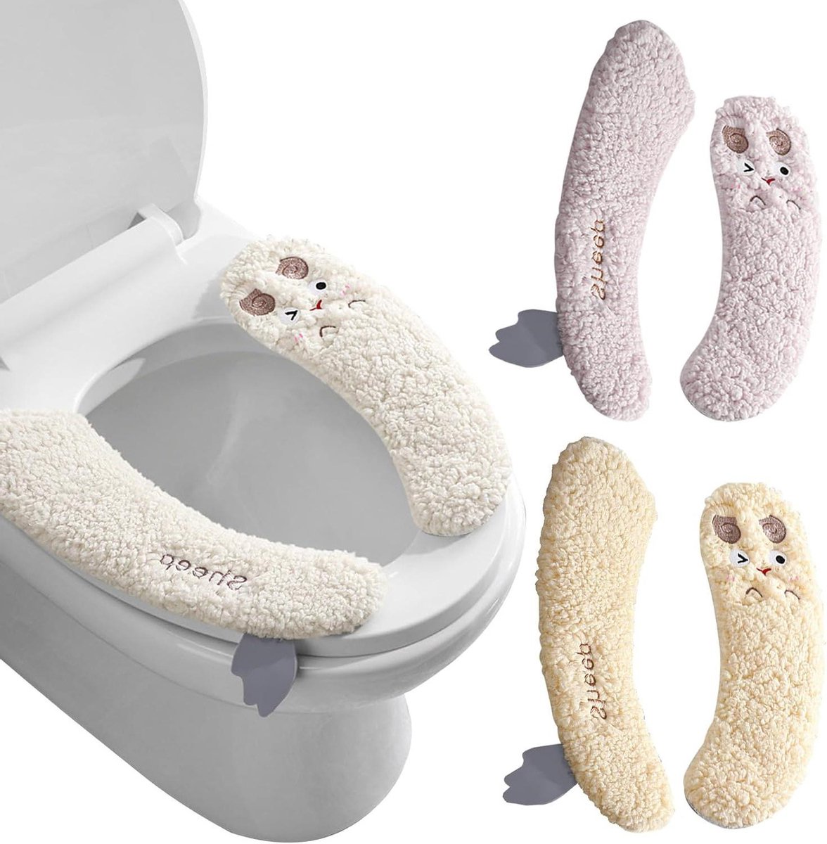 Toiletbrilhoes Gewatteerd - Toiletzitting Kussen - Badkamer Comfort - Schattig Lam Design - 34 x 11 cm - Meerdere Kleuren