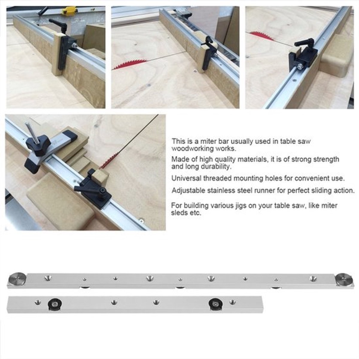 Zaaggeleider Hoogwaardige Aluminium - Verstelbare Slider - Tafelzaag Accessoire - Duurzaam Gereedschap - Miter Gids - Eenvoudig in Gebruik