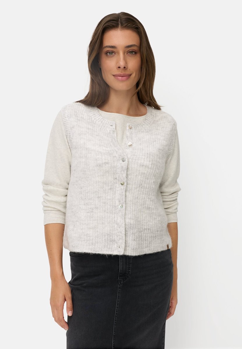 camel active Gebreid vest met knoopsluiting - Maat womenswear-XXL - Grijs