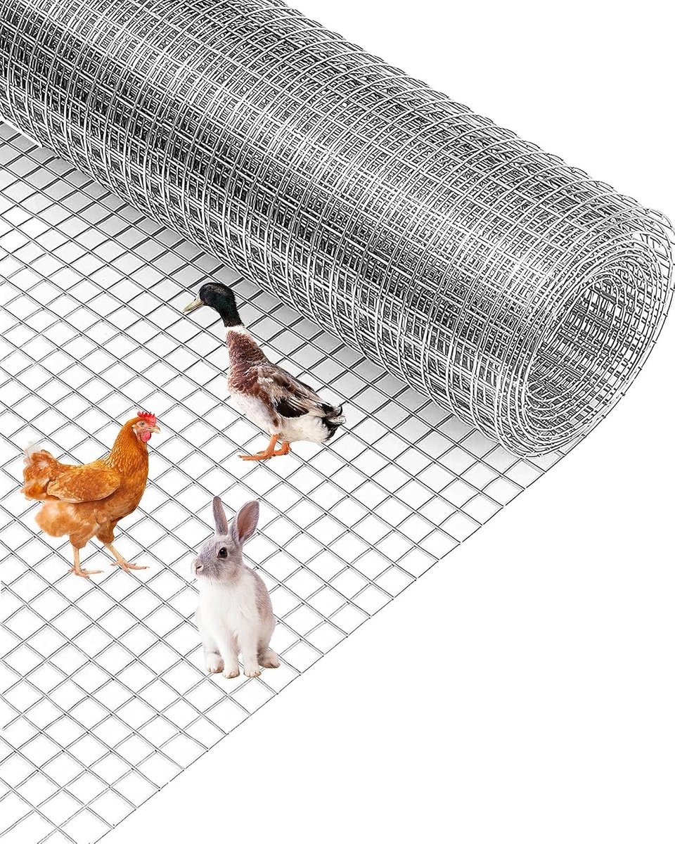 Volièregaas 122 cm x 15,24 m – Maaswijdte 12,7 mm (1/2 inch) – Thermisch Verzinkt na Lassen – Stevig Puntlasgaas voor Kippenren, Konijnenhok en Moestuin – Roestbestendig – Zilver