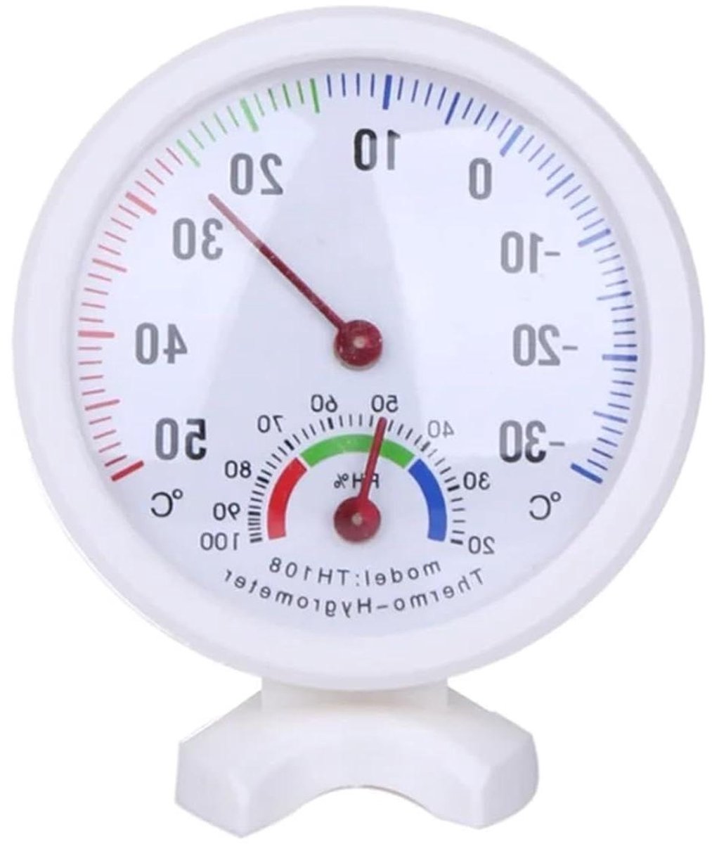 Mini Thermometer Hygrometer - Klok Weegschaal - Binnenklimaat Monitoren - LCD Klok Display - Diameter 7.5 cm - Wit