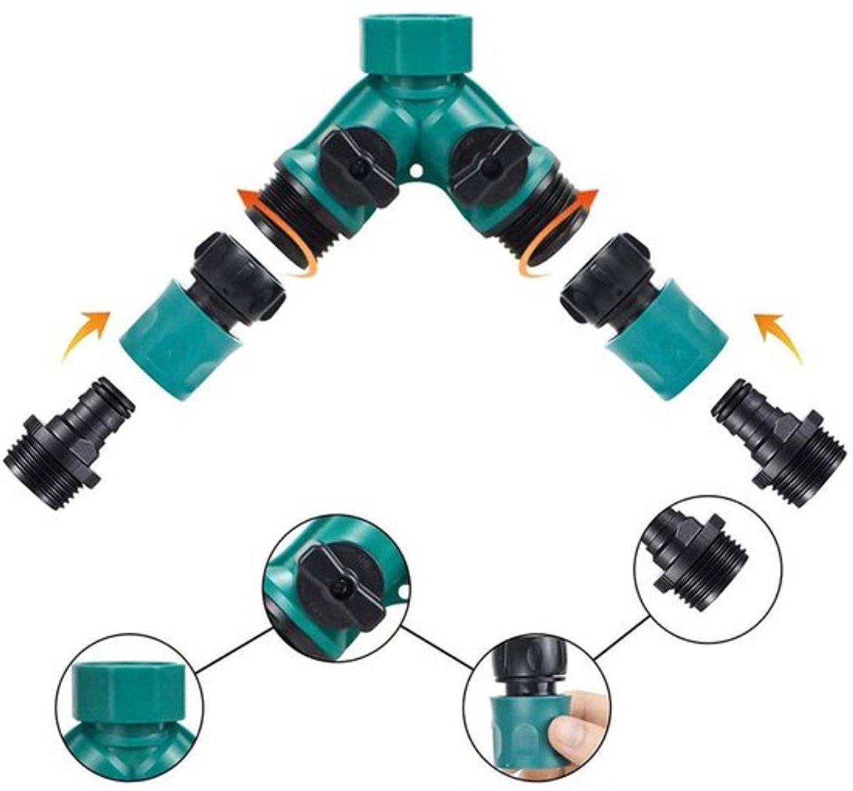 Tuinslang Splitter - 2-Weg Y-vormige Wateradapter met 2 Ventielen - Ideaal voor tuinonderhoud - Geschikt voor tuinen en buitenruimtes - K...