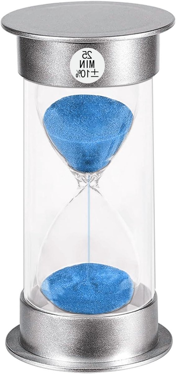 Zandloper Zandtimer - Zandklok Kinderen - Tijdmanagement Spelletjes - Onbreekbaar Acryl Glas - 25 minuten - Blauw