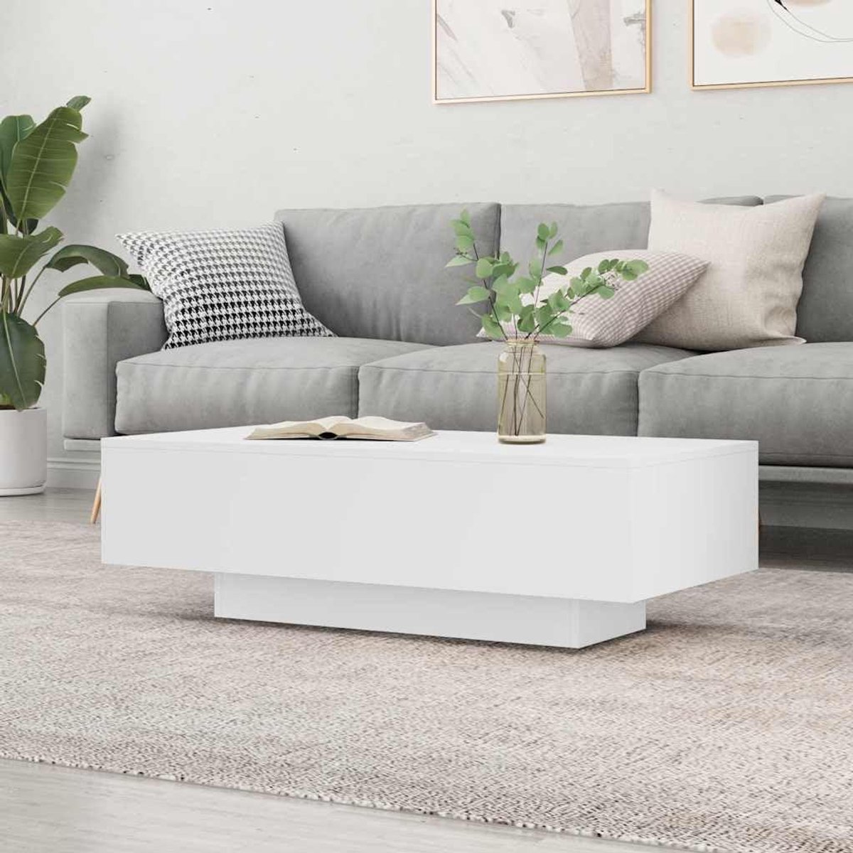 Salontafel - Bijzettafel Koffietafel - Woonkamer Meubel - Glad Oppervlak - 100 x 495 x 31 cm - Wit
