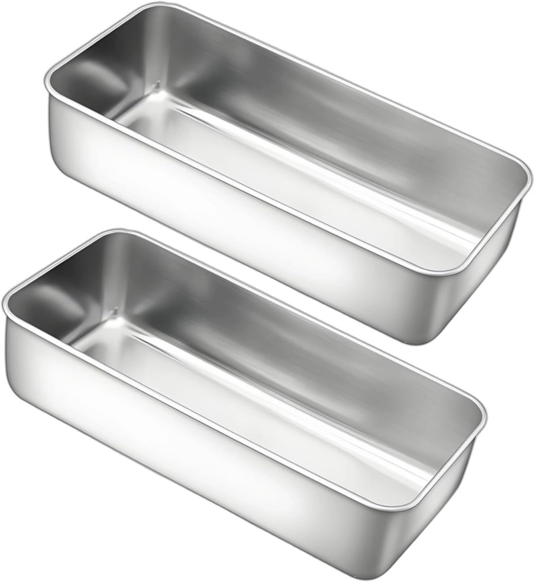 Broodbakvorm Set van 2 - Zilver - 33 x 14 x 6,5 cm - Roestvrij Staal - Voor Bakken van Brood, Cake en Toast