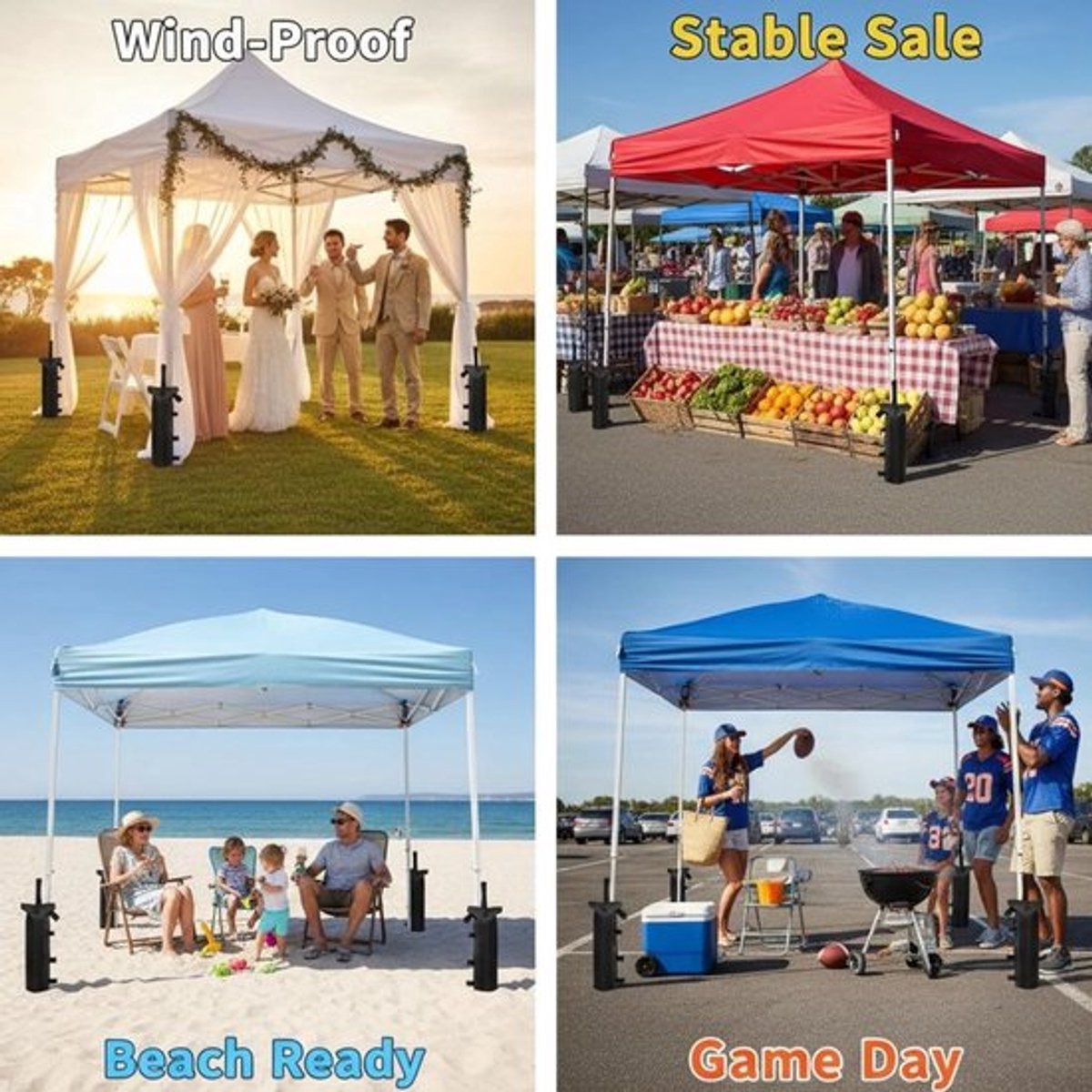 Gewichtzakken 4 stuks - Waterdicht - Zandzakken - Tent gewichten - Paviljoenverzwaring - Lichtgewicht - 50 x 20 cm - Tentgewicht