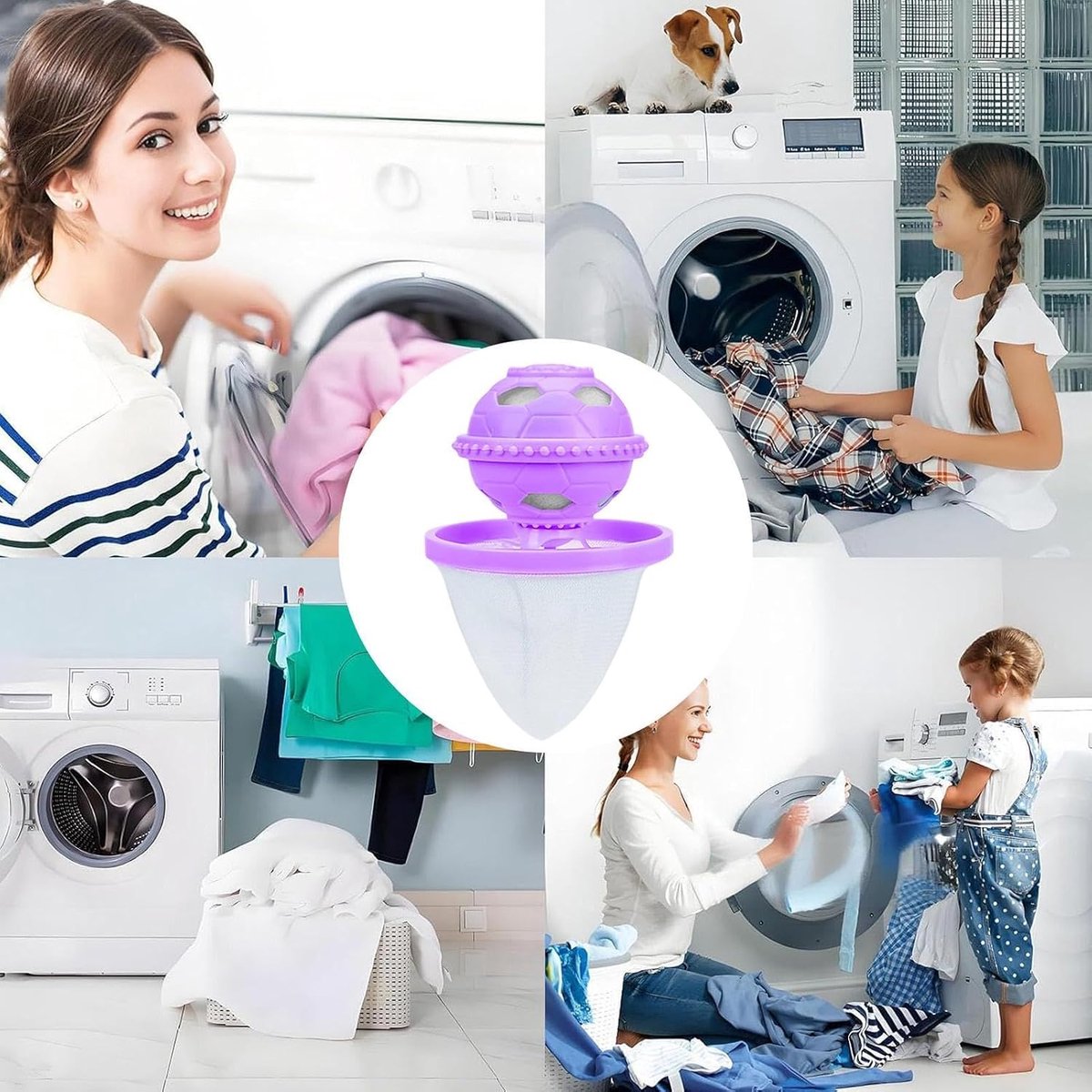 Wasvanger Dierenharen - Haarverwijderaar Wasmachine - Kleding Schoonhouden - Drijvend Filterspons - 10 x 10 x 8 cm - Grijs