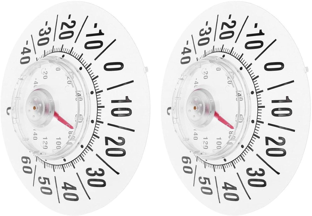 Raamthermometer Set - Temperatuurmeter Zuignap - Temperatuur Meten - Analoge Weergave - 18 cm - Wit