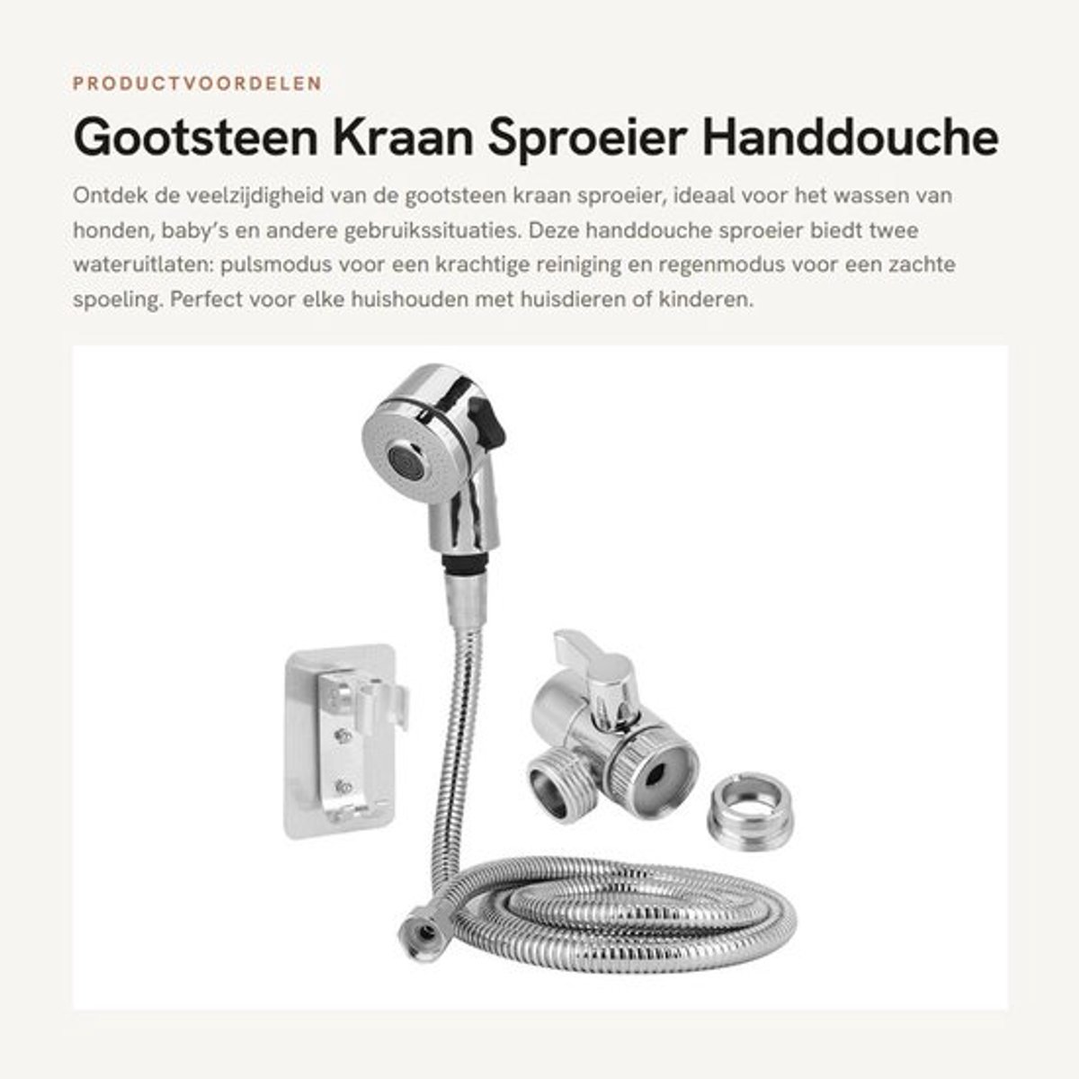 Sproeier Handdouche - Doucheset met dubbele wateruitlaat - Pulsmodus/regenmodus - Keuken/Badkamer - Haarwasset voor Huisdieren - Verbeterde waservaring - Douchekop