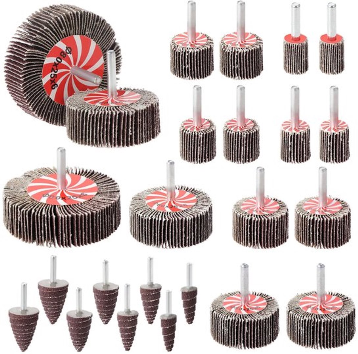 Flap Wheel - Schuurset - 80 Grit - 24 Stuks - Polijstwielen - Geschikt voor diverse materialen