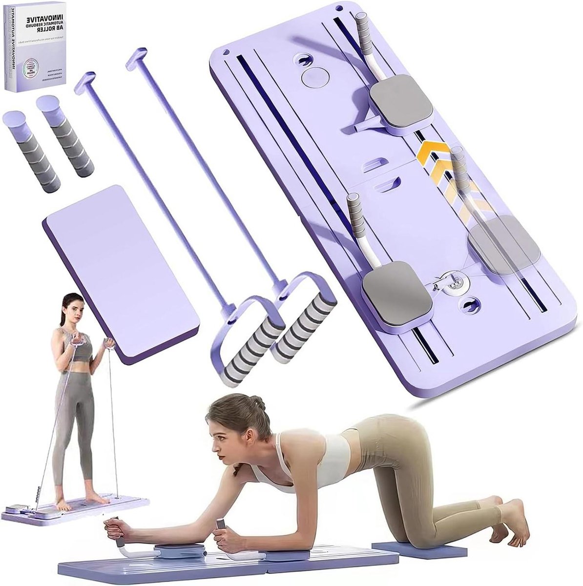 Pilates Reformer Set - Oefenbord Pilates - Thuistrainingen - Instelbare Weerstand - Opvouwbaar - Blauw