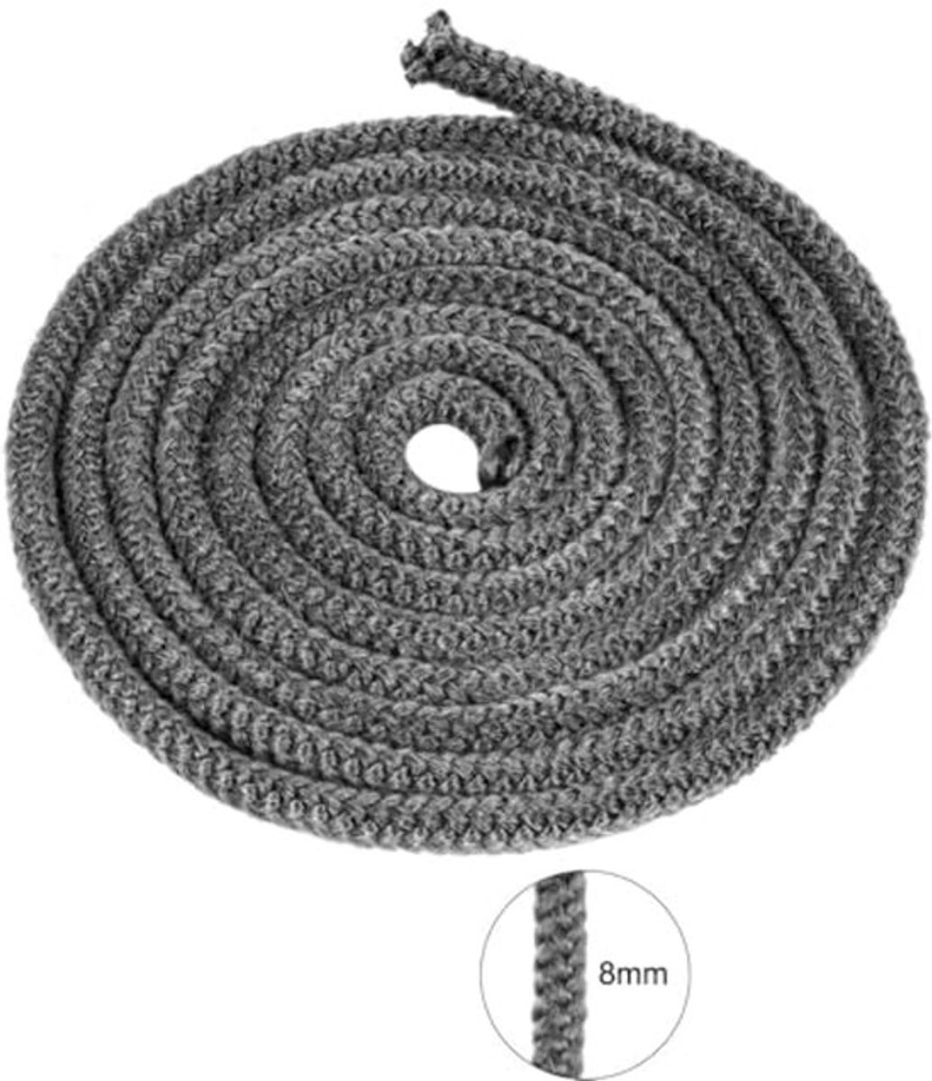 Gevlochten afdichting voor open haard en oven, 8 mm x 3 m glasvezelafdichting met 4 strepen, vuurvaste afdichting, afdichting voor open haard voor houtkachel, open haard, warmte