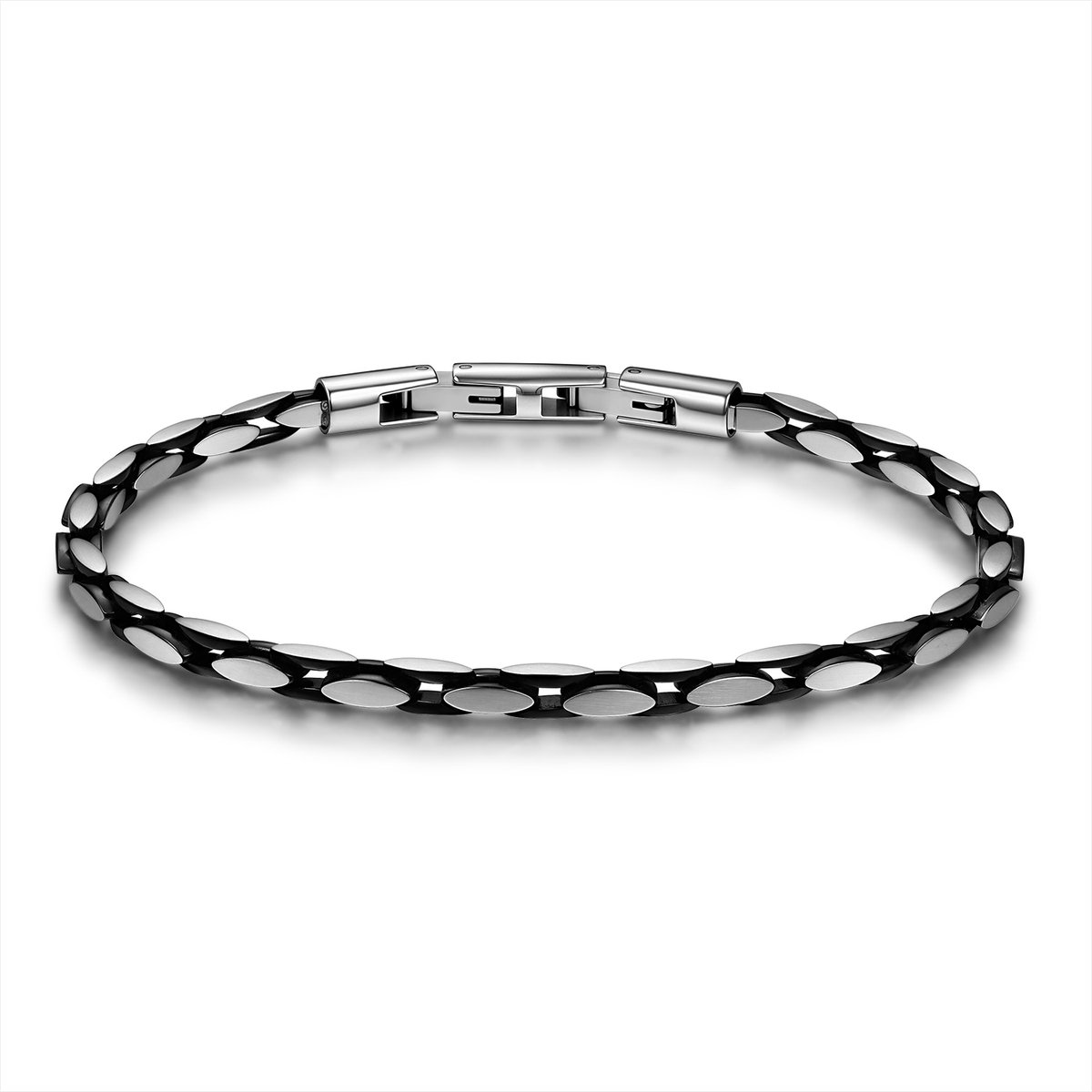 Frank 1967 7FB-0861 – Heren Armband – Schakelarmband – Zwart Staal – 21 cm – Cadeau voor Mannen