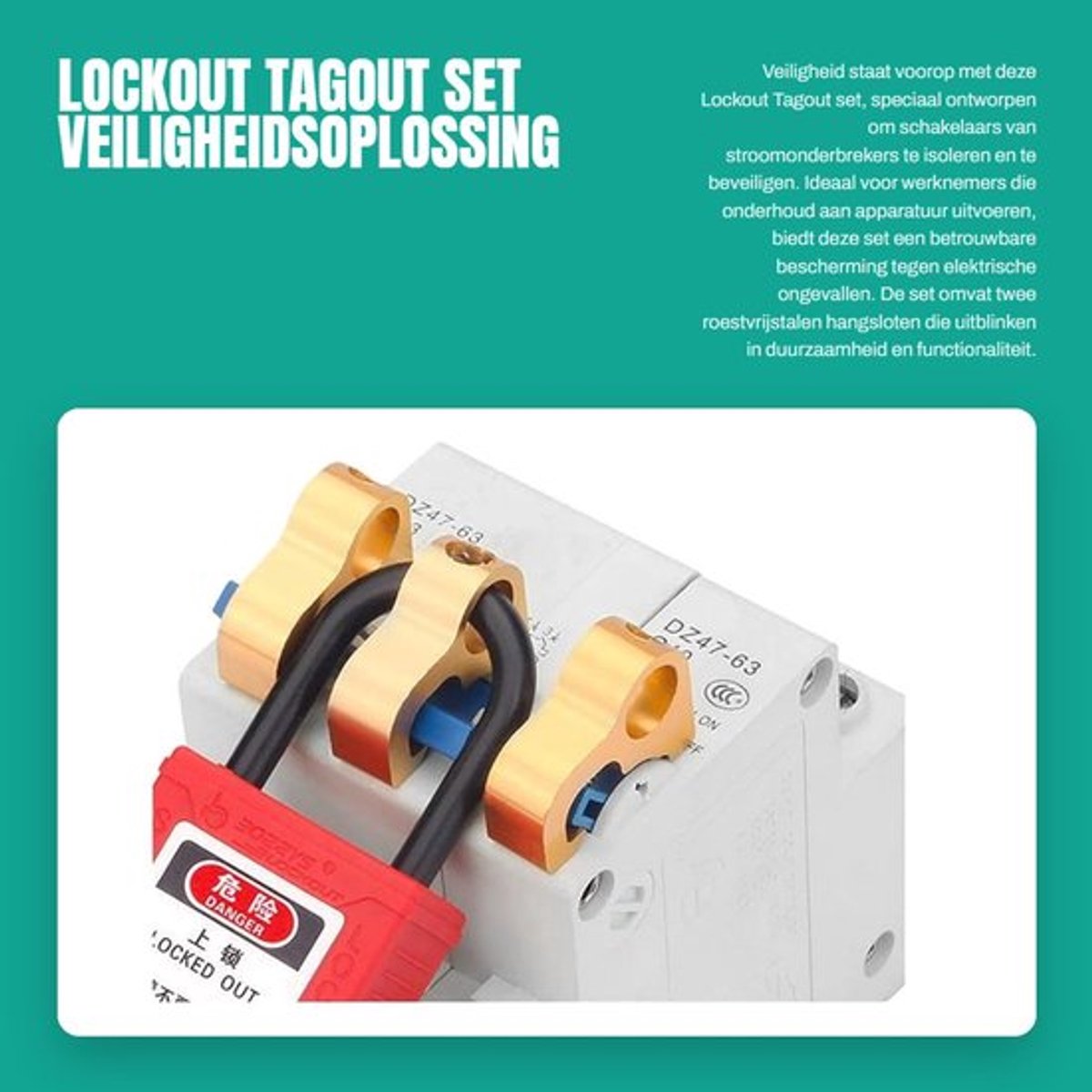 Lockout Tagout set - Veiligheidsoplossing - Roestvrijstalen - Duurzame Loto sloten - Bescherming tegen elektrische ongevallen - Geschikt...