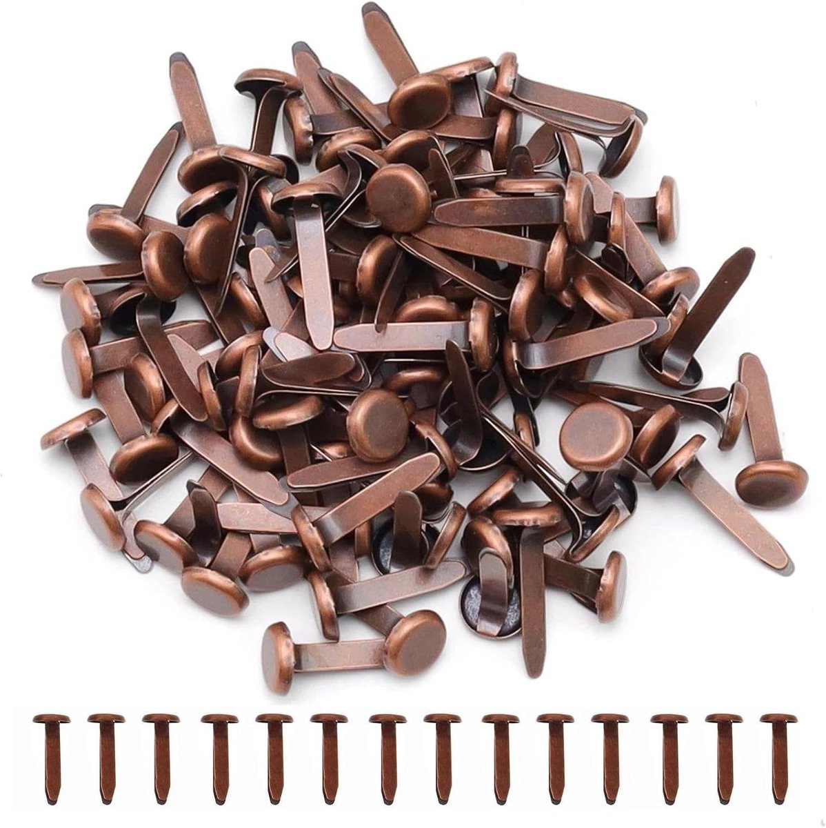 Ronde Kopklemmen - Brons - 8 x 17 mm - Metalen Knutselklemmen voor Scrapbooking en Wenskaarten