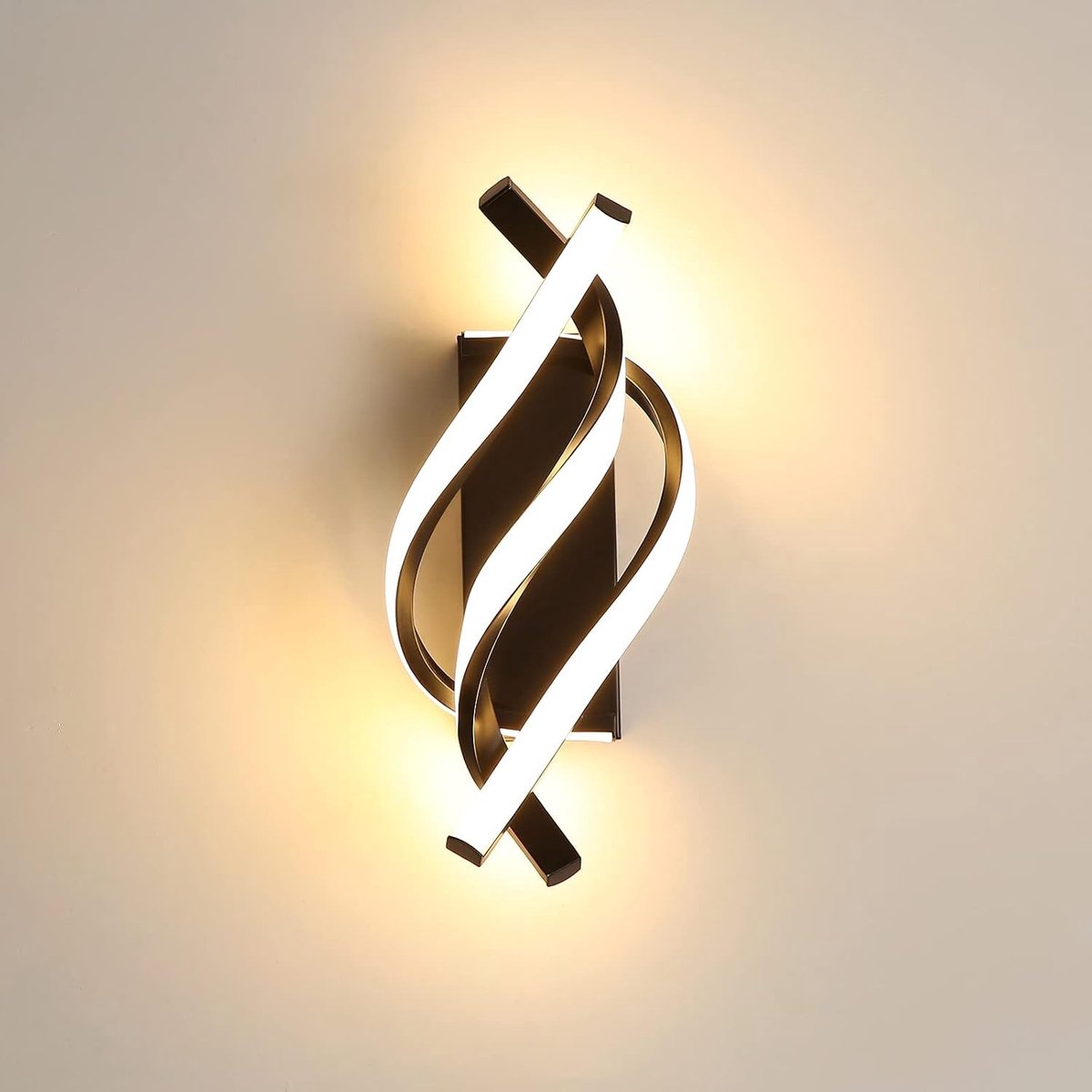 Wandlamp - Zwart - 12 x 11 x 36 cm - Moderne LED Wandlamp met Warm Wit Licht - Voor Slaapkamer en Woonkamer