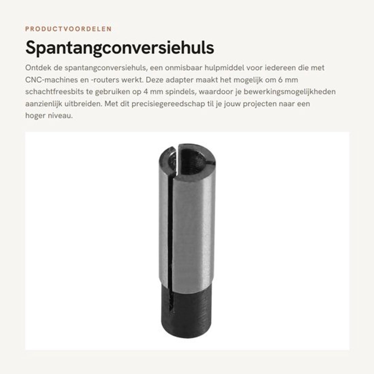 Spantangconversiehuls - Spindelfreesbitadapter - Precisiegereedschap - 6 mm tot 4 mm - Verhoog je veelzijdigheid - Geschikt voor CNC-...