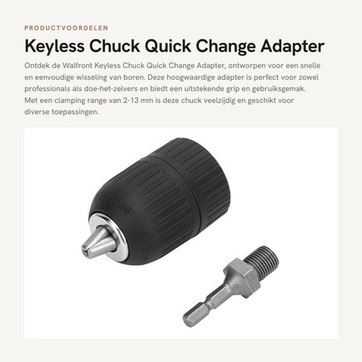 Keyless Chuck Quick Change Adapter 2-13mm met Hex Shaft