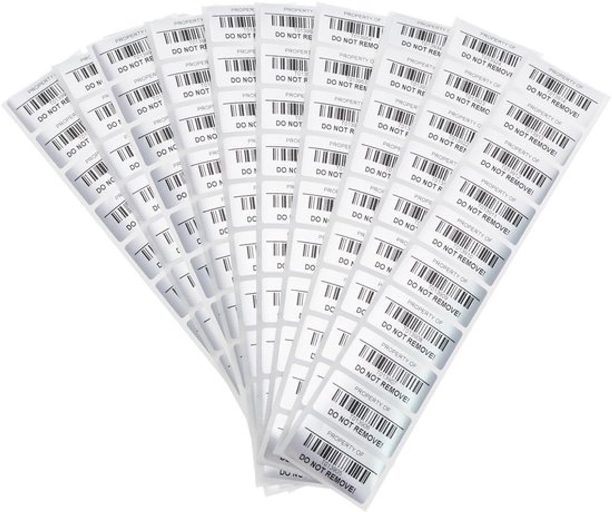 Beveiligingsstickers 100 stuks - Tamper-Proof - Polyester - 25 x 50 mm - Zilver - Uniek volgnummer - Veiligheidslabels
