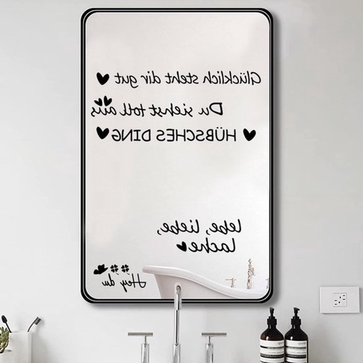 Set van 2 inspirerende spiegelstickers met quotes, wanddecoratie, raamdecoratie, cadeau-idee voor badkamer en huis, zelfklevende wandstickers voor zelfbewustzijn en motivatie