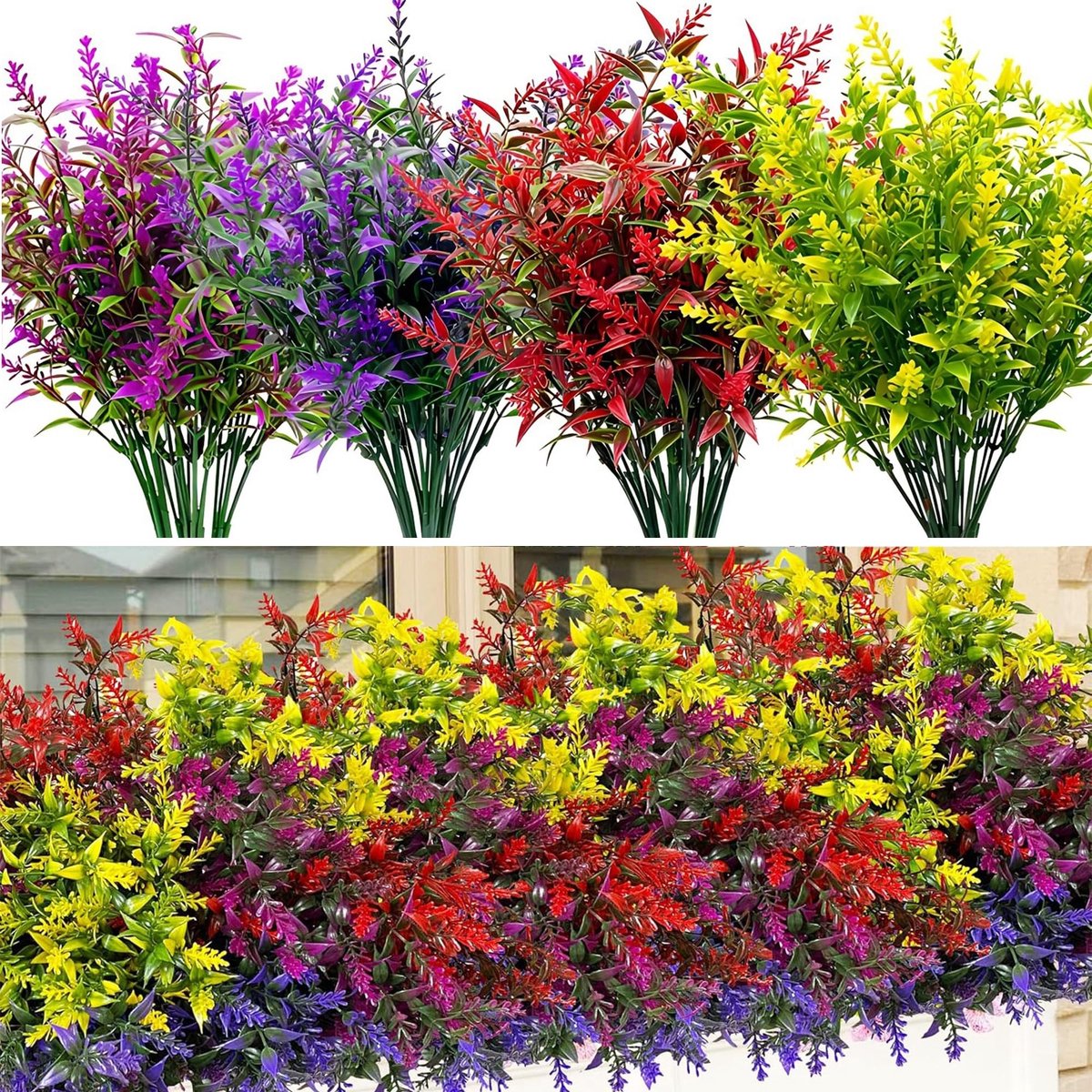 Dailygoods- Kunstmatige Bloemen 16 Trossen - Kunstmatige Lavendel - Nep Planten - UV-bestendig - Buiten Decoratie - Altijd Fris en Mooi