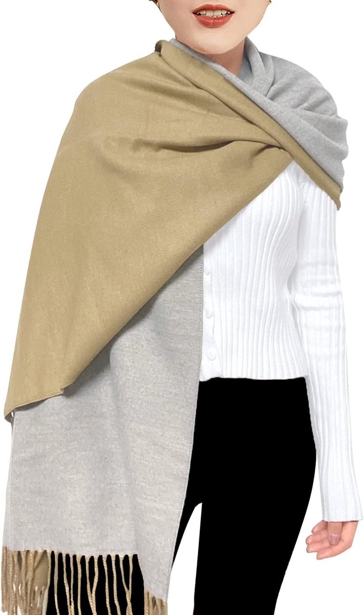 Sjaals en doeken voor dames, omkeerbare kasjmier sjaal, omkeerbare schouderdoek, lange grote warmtesjaal met kwastjes, voor bruiloftsgeschenken