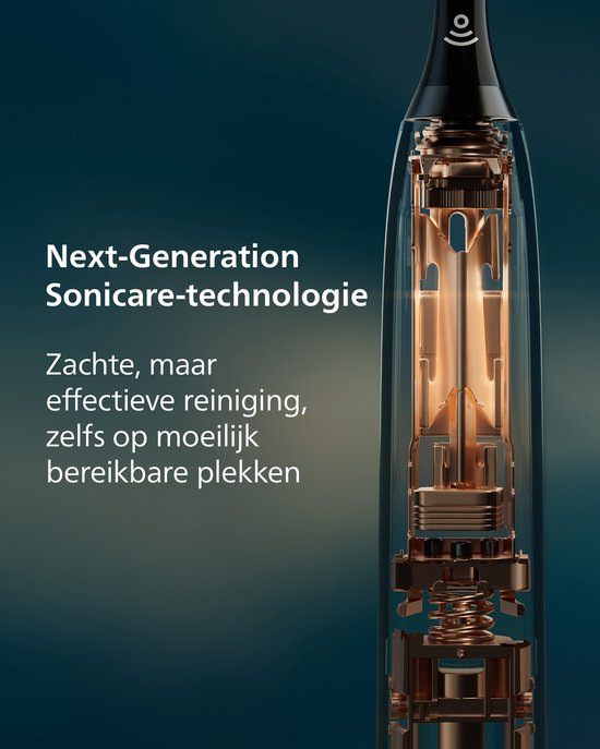 Gedetailleerde doorsnede van de sonische technologie in de handgreep van de tandenborstel.
