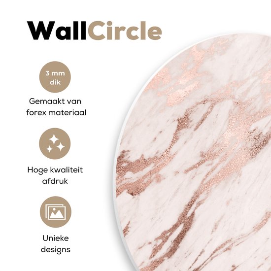 Cercle mural - Plastique - Marbre - Wit - Rose - ⌀ 30 cm