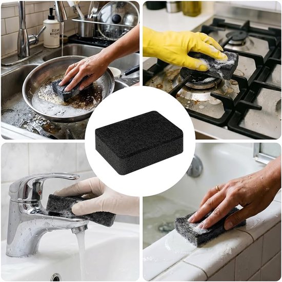 Afwasborstel met Spons, 4 stuks Duurzame Borstel en Dubbelzijdige Afwasspons met Scrub Schuurspon,voor Keuken, Badkamer, Tegels en Pannen — afbeelding 5