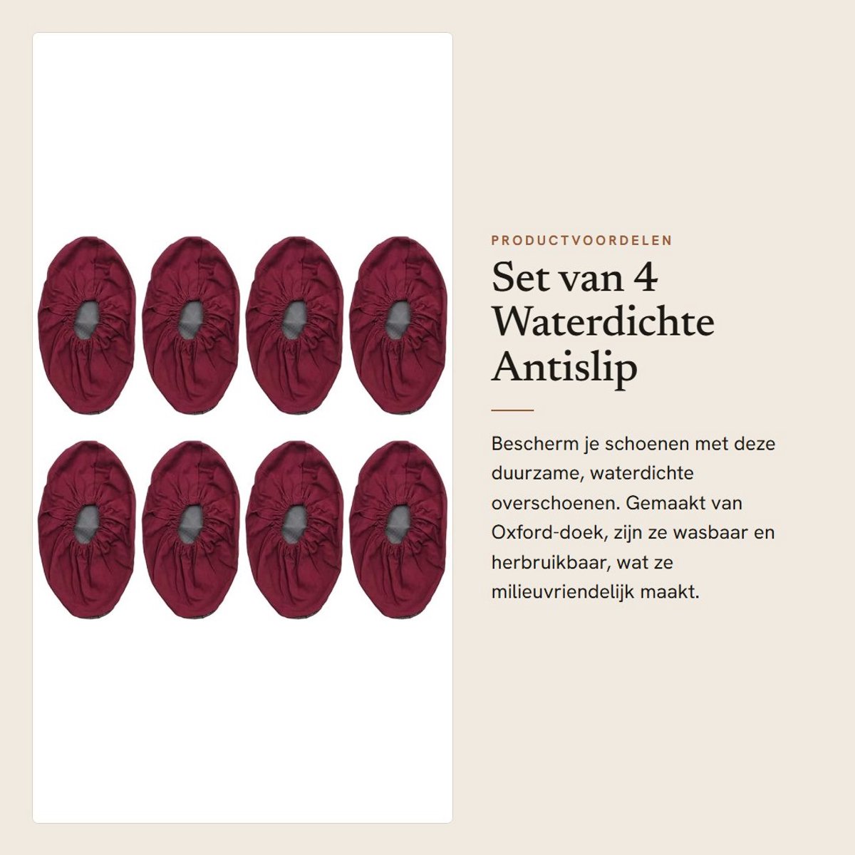 Dailygoods- Overschoenen Waterdicht - Antislip Schoenbeschermers - Wasbaar - Duurzaam - 4 Paar - Bordeauxrood
