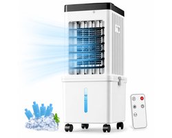 VHV - Luchtkoeler - Ventilatoren - Aircooler - Mobiele luchtkoeler - Met 12L watertank - Met afstandsbediening - Stil - Inclusief 4 koelelementen - Voor slaapkamer, woonkamer en kantoor - 60*23*27cm - Wit（Let op: geen traditionele airco）